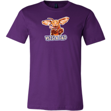 Load image into Gallery viewer, Front view of a men&#39;s purple t-shirt featuring the Vizsla Dad design
