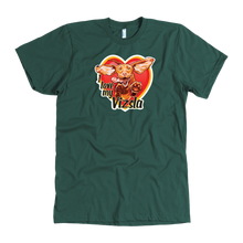 Load image into Gallery viewer, The &quot;I love my Vizsla&quot; design on the front of a quality men&#39;s green t-shirt
