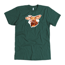 Load image into Gallery viewer, front view of a  men&#39;s green t-shirt featuring the original Super Vizsla design 
