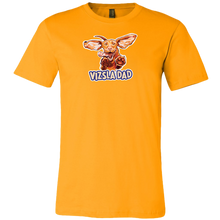 Load image into Gallery viewer, Front view of a men&#39;s bright orange t-shirt featuring the Vizsla Dad design
