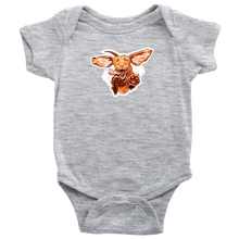 Load image into Gallery viewer,  a light grey onesie featuring our original Super Vizsla design on the front
