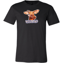 Load image into Gallery viewer, Front view of a men&#39;s black t-shirt featuring the Vizsla Dad design
