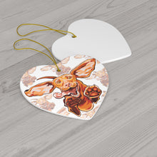 Load image into Gallery viewer, Vizsla Christmas ornament ceramic heart
