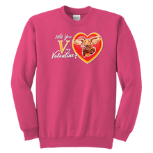 Load image into Gallery viewer, Will You V My Valentine? Youth Crewneck Sweatshirt
