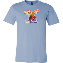 Load image into Gallery viewer, Front view of a men&#39;s blue t-shirt featuring the Vizsla Dad design
