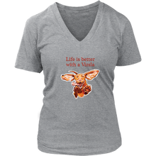 Load image into Gallery viewer, Life is better with a Vizsla - Womens V-Neck shirt featuring original Hungarian Vizsla artwork for V lovers
