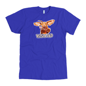 Vizsla Dad design on a men's royal blue t-shirt