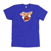 Load image into Gallery viewer, front view of a  men&#39;s royal blue t-shirt featuring the original Super Vizsla design 
