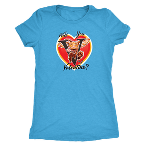 Will you V my Valentine? Women's light blue shirt by super vizsla