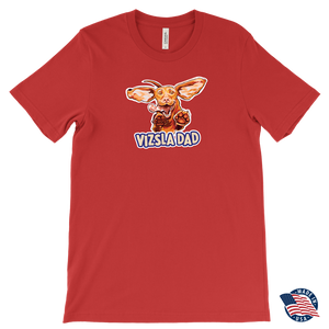 Vizsla Dad design on a men's red  t-shirt