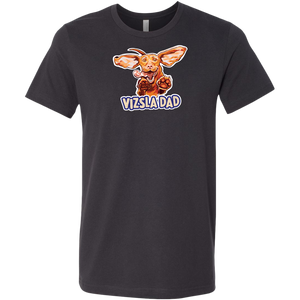 Front view of a men's vintage black  t-shirt featuring the Vizsla Dad design