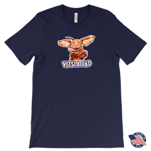 Vizsla Dad design on a men's navy blue t-shirt