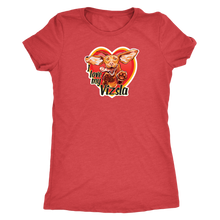 Load image into Gallery viewer,  a women&#39;s red  tee featuring the I love my Vizsla design on the front
