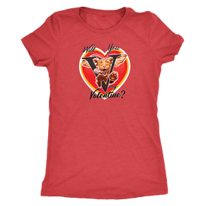 Will you V my Valentine? Women's red shirt by super vizsla