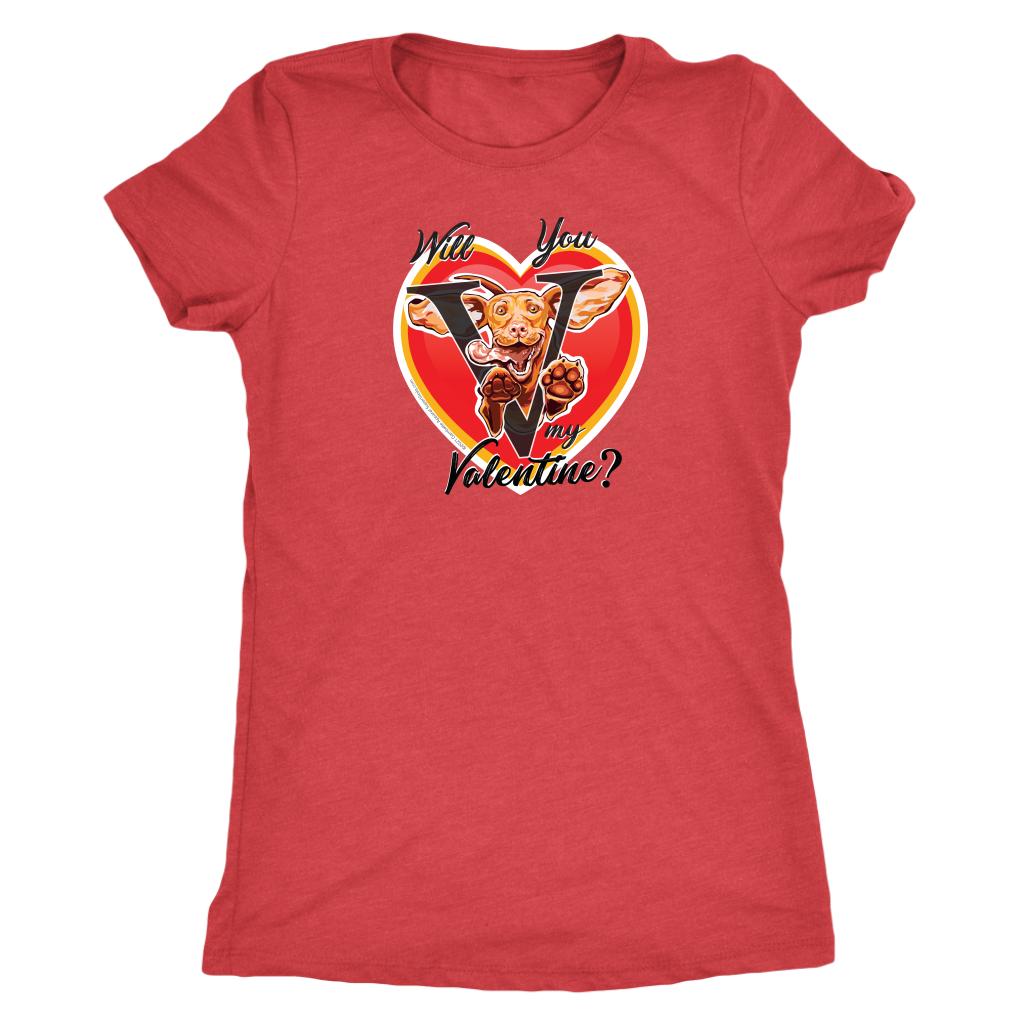 Will you V my Valentine? Women's red shirt by super vizsla