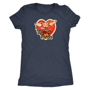  a dark blue tee featuring the I love my Vizsla design on the front