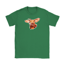 Load image into Gallery viewer, a womens green tee with our original Super Vizsla dog design
