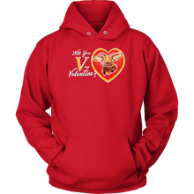 Load image into Gallery viewer, Will You V My Valentine? Super Vizsla Unisex Hoodie
