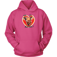 Load image into Gallery viewer, Will You V My Valentine? Super Vizsla Unisex Hoodie &lt;3
