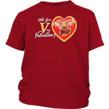 Load image into Gallery viewer, Will You V My Valentine? Super Vizsla Youth Shirt
