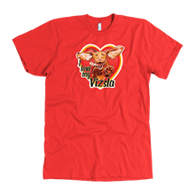 Load image into Gallery viewer, The &quot;I love my Vizsla&quot; design on the front of a quality men&#39;s red t-shirt
