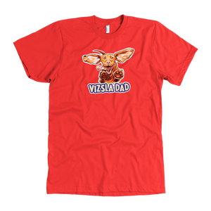 Vizsla Dad design on a men's red  t-shirt