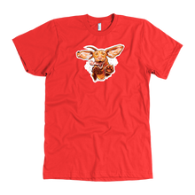 Load image into Gallery viewer, front view of a  men&#39;s red  t-shirt featuring the original Super Vizsla design 
