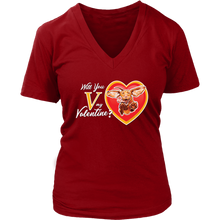 Load image into Gallery viewer, Will You V My Valentine?  Super Vizsla Womens V-Neck
