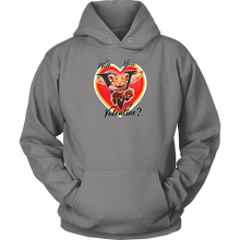 Load image into Gallery viewer, Will You V My Valentine? Super Vizsla Unisex Hoodie &lt;3
