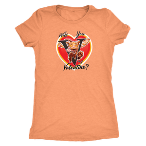 Will you V my Valentine? Women's coral shirt by super vizsla