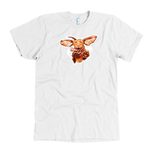 Load image into Gallery viewer, front view of a  men&#39;s white t-shirt featuring the original Super Vizsla design 
