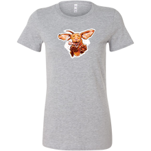 Load image into Gallery viewer, a heather grey Bella women&#39;s t-shirt with the original super vizsla dog design
