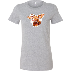 a heather grey Bella women's t-shirt with the original super vizsla dog design