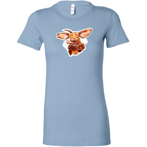 a light blue Bella women's t-shirt with the original super vizsla dog design