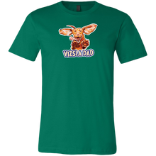 Load image into Gallery viewer, Front view of a men&#39;s green t-shirt featuring the Vizsla Dad design
