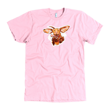 Load image into Gallery viewer, front view of a  men&#39;s pink t-shirt featuring the original Super Vizsla design 
