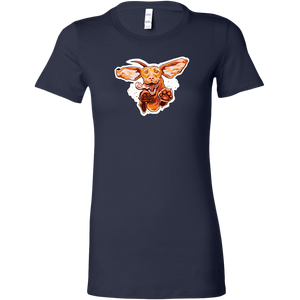 a navy blue Bella women's t-shirt with the original super vizsla dog design